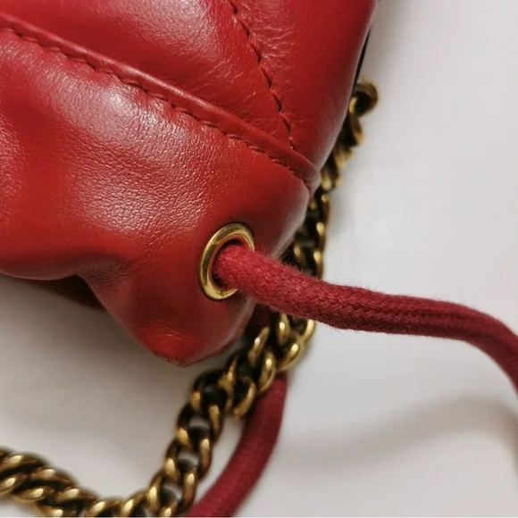Gucci Red and Gold Mini Bag with Chevron Quilting - Picture 14 of 14